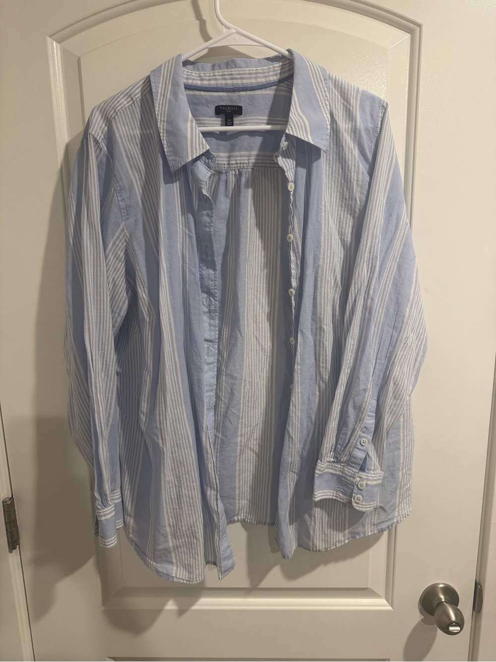 Talbots Light Blue and White Striped Button-Down Shirt
